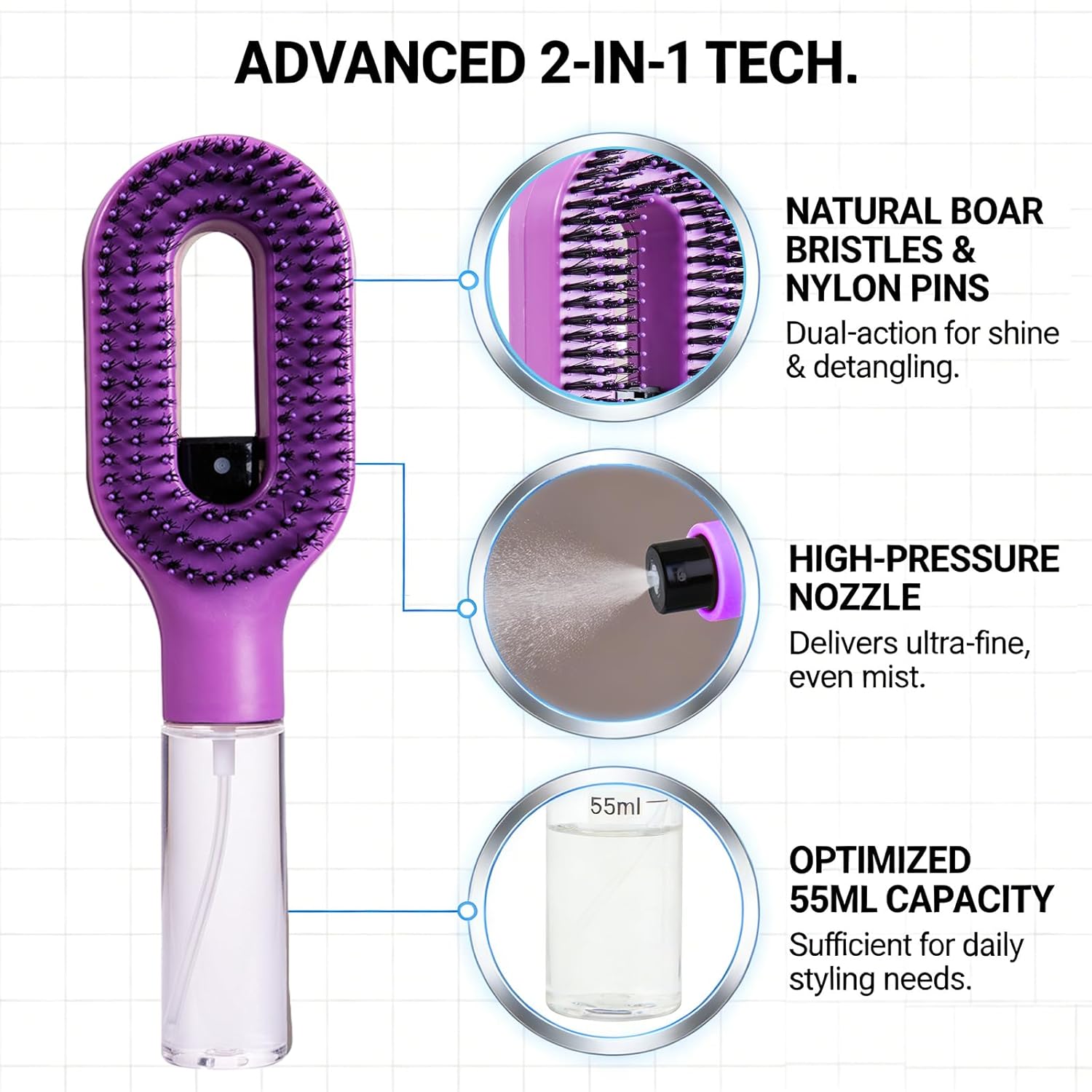 2 In 1 Spray Hair Brush