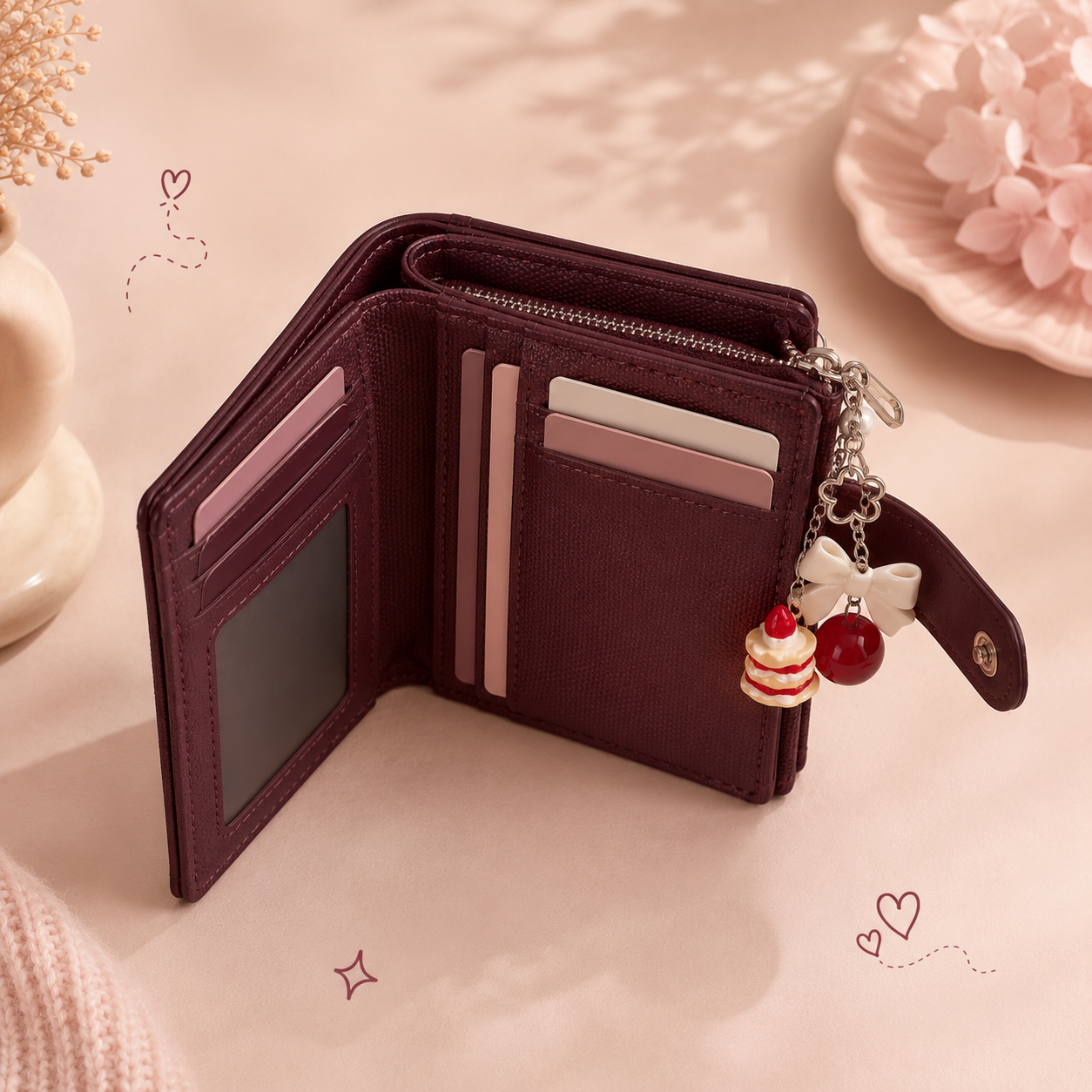 Premium Trifold Wallet – Turkish Imported 🎀🍒